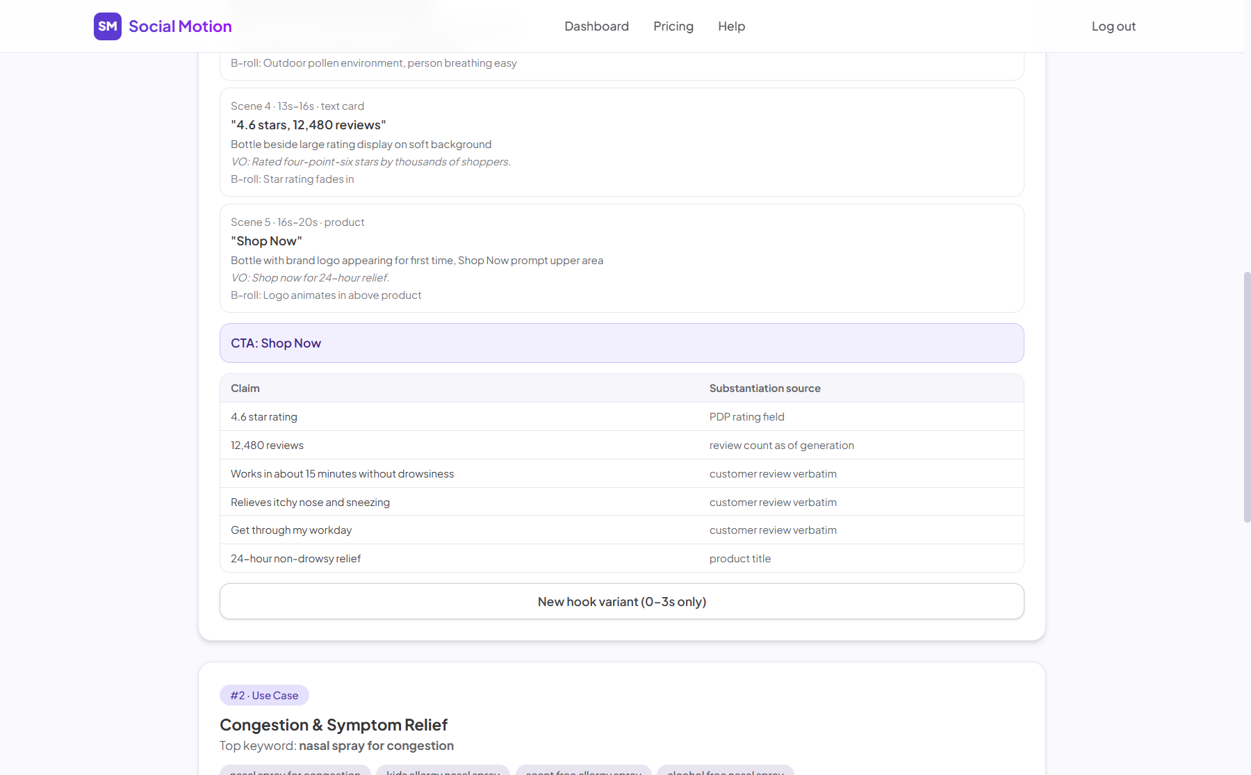 Claims table with sources tagged for moderation